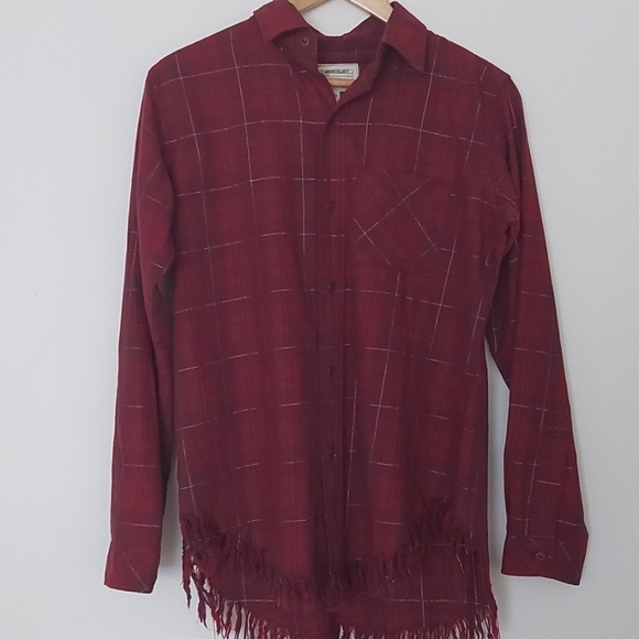Current/Elliott The Prep School Fray Shirt Cotton Flannel Button Down Si… - Picture 2 of 8